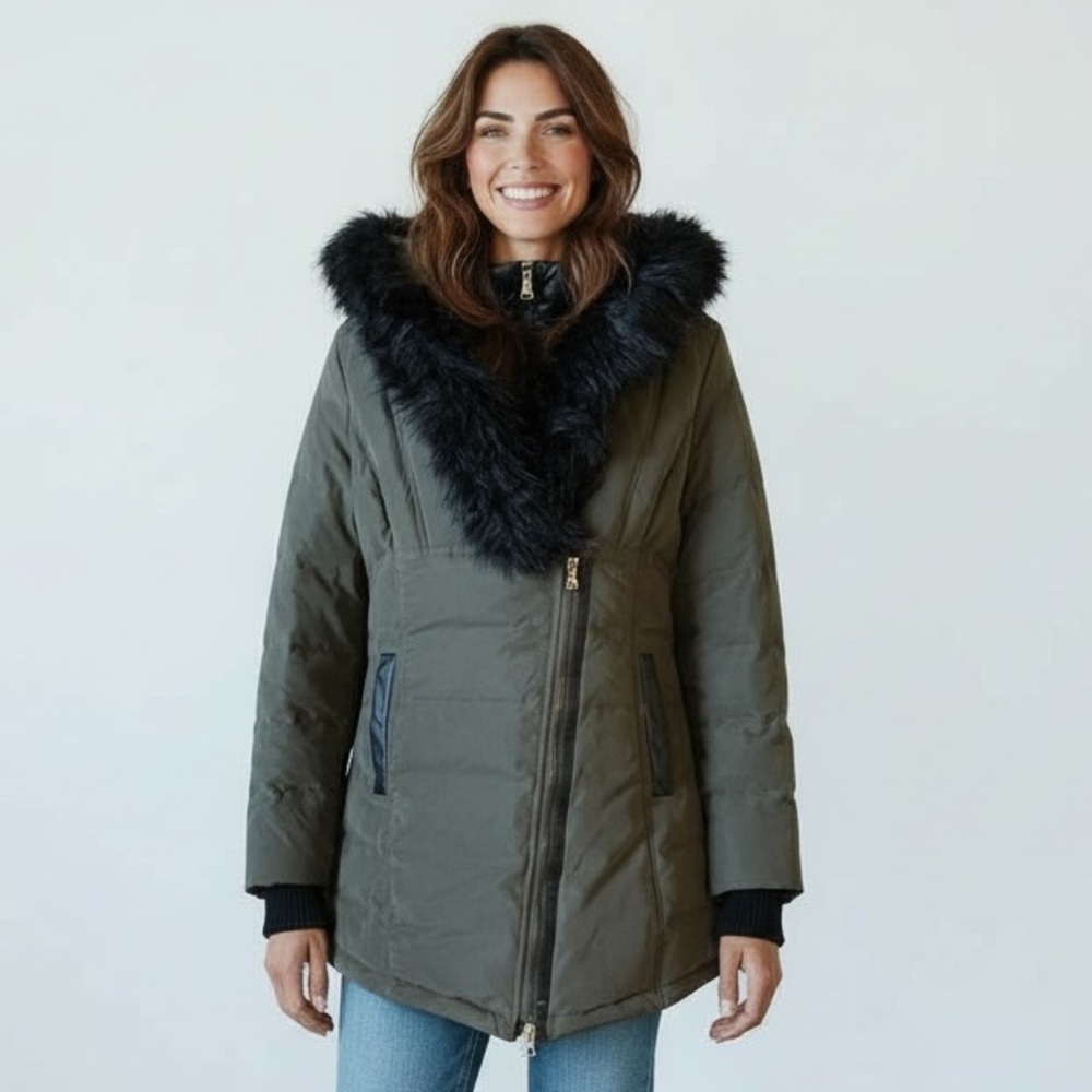 Express Olive Green Down Filled Long Parka